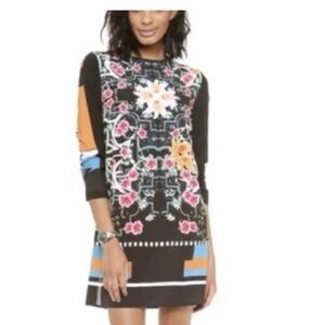 Clover Canyon Cuba Scarf Longsleeve Patterned Black Dress